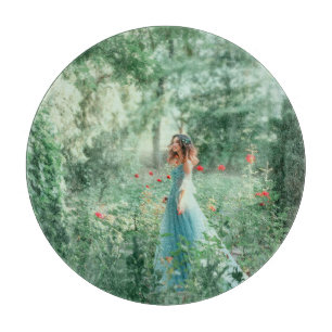 Brunette Princess: Fairy Forest Watercolor Cutting Board