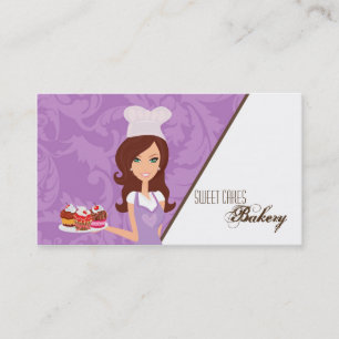 Brunette Purple Brow Baker Cup Cakes Business Card