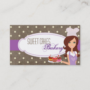 Brunette Purple Brow Baker Cup Cakes Business Card