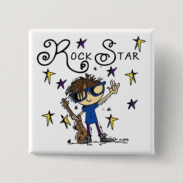 Brunette Rock Star 15 Cm Square Badge (Front)
