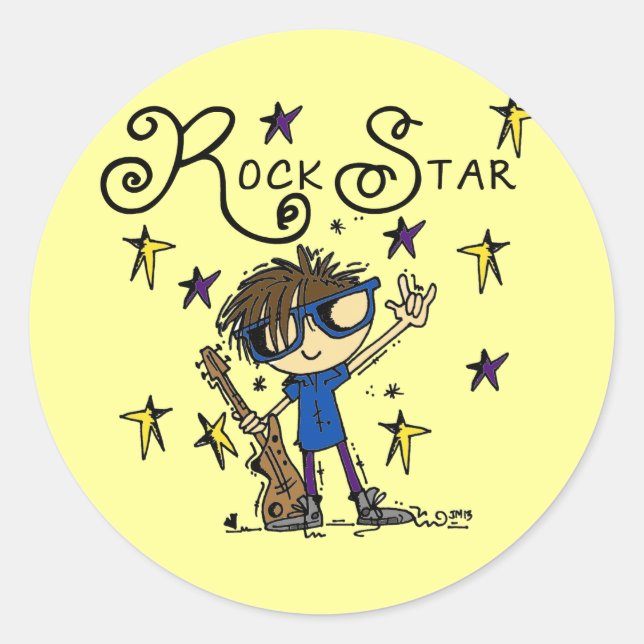 Brunette Rock Star Classic Round Sticker (Front)