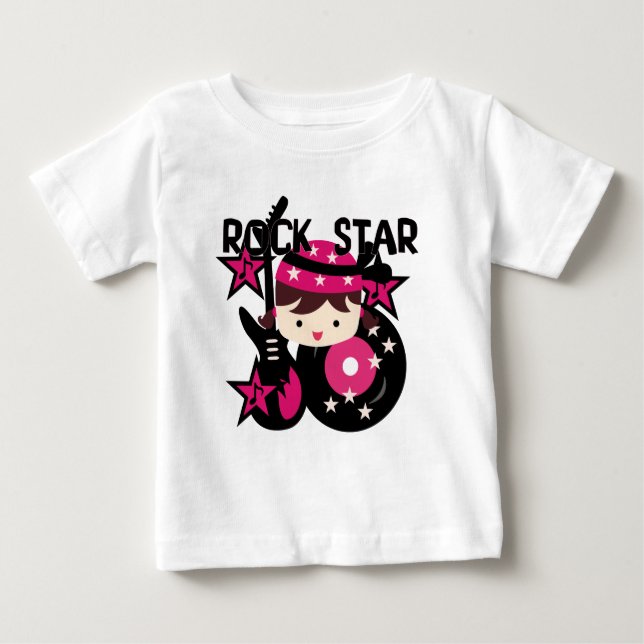 Brunette Rock Star Girl Baby Tutu Bodysuit (Front)
