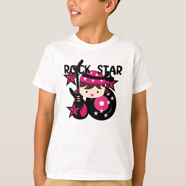 Brunette Rock Star Girl T-Shirt (Front)