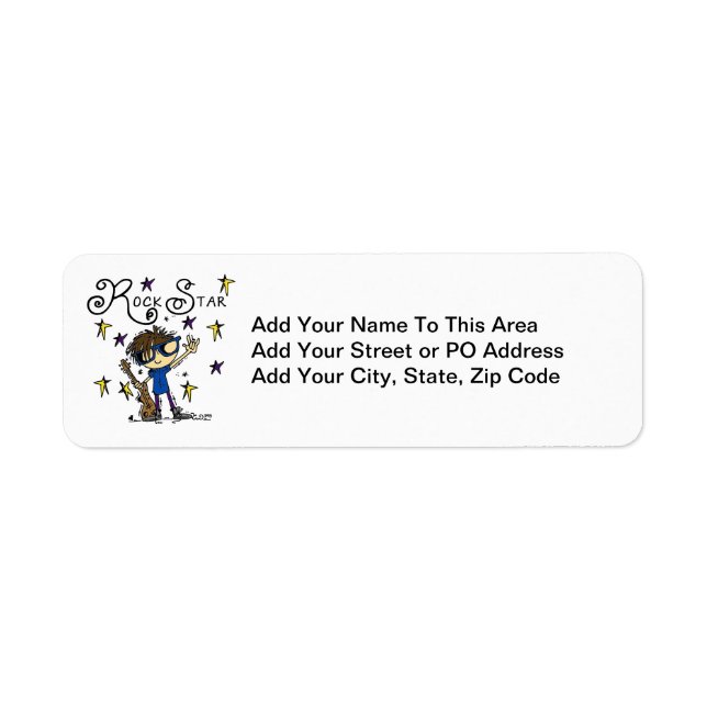 Brunette Rock Star Return Address Label (Front)