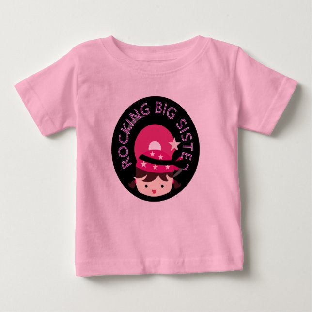 Brunette Rocking Big Sister Baby T-Shirt (Front)