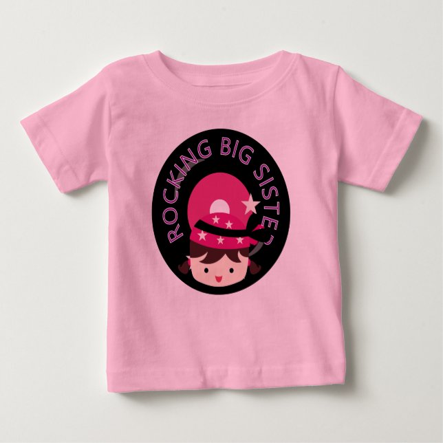 Brunette Rocking Big Sister Baby T-Shirt (Front)