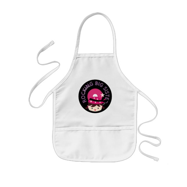Brunette Rocking Big Sister Kids Apron (Front)