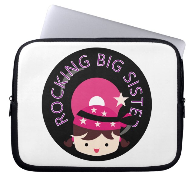 Brunette Rocking Big Sister Laptop Sleeve (Front)