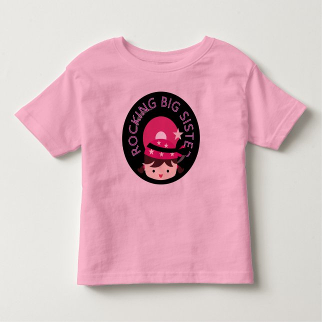 Brunette Rocking Big Sister Toddler T-Shirt (Front)