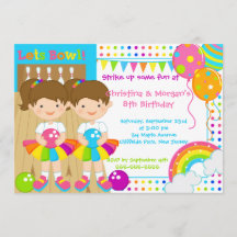 Brunette Twins Girl Bowling Birthday Party