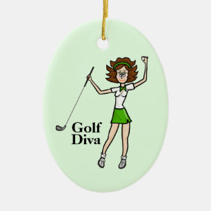 Brunette Woman Golfer Ornament