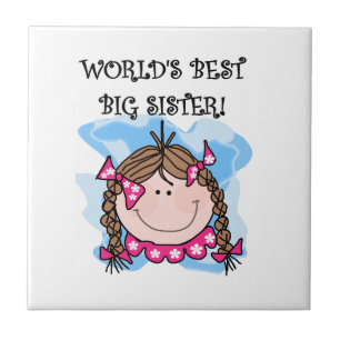 Brunette World's Best Big Sister Gifts Ceramic Tile