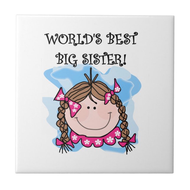 Brunette World's Best Big Sister Gifts Ceramic Tile (Front)