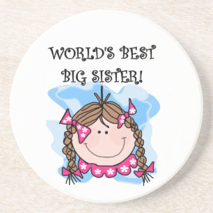 Brunette World's Best Big Sister Gifts Coaster