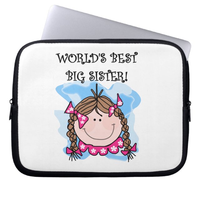 Brunette World's Best Big Sister Gifts Laptop Sleeve (Front)