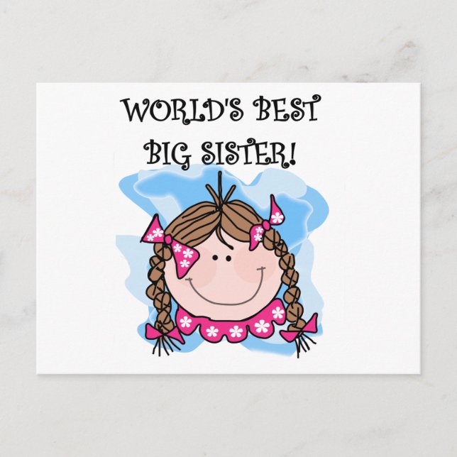 Brunette World's Best Big Sister Tshirts and Gifts Postcard (Front)