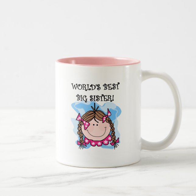 Brunette World's Best Big Sister Tshirts Two-Tone Coffee Mug (Right)