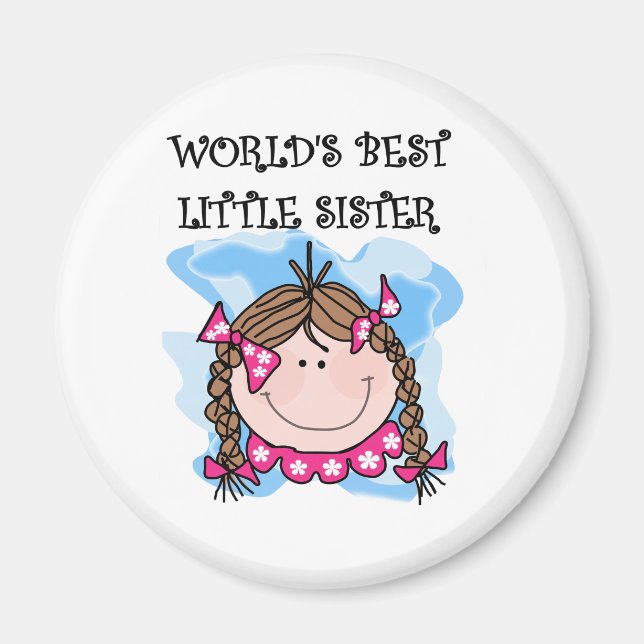 Brunette World's Best Little Sister Tshirts Magnet (Front)