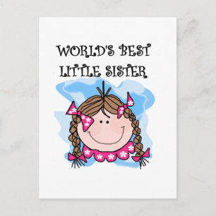 Brunette World's Best Little Sister Tshirts Postcard