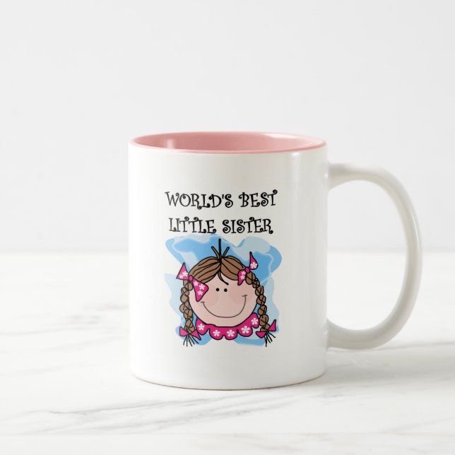 Brunette World's Best Little Sister Tshirts Two-Tone Coffee Mug (Right)