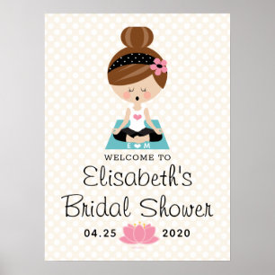 Brunette Yoga Bridal Shower Welcome Sign