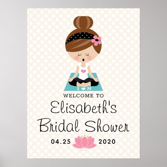 Brunette Yoga Bridal Shower Welcome Sign (Front)
