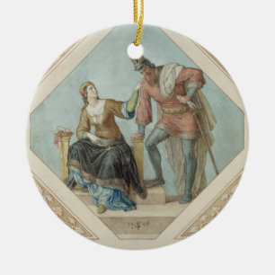 Brunhilde and Hagen, illustration for 'The Niebelu Ceramic Ornament