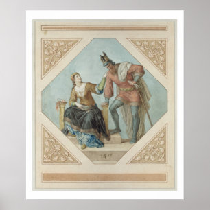 Brunhilde and Hagen, illustration for 'The Niebelu Poster