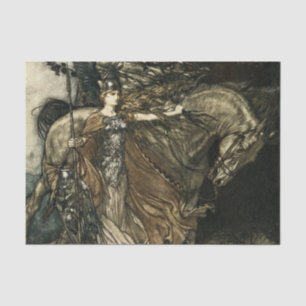 “Brunhilde With Her Horse” by Arthur Rackham Tissue Paper