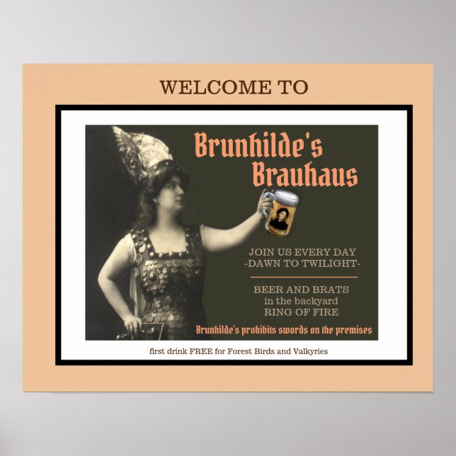 BRUNHILDE'S BRAUHAUS BAR POSTER (Front)