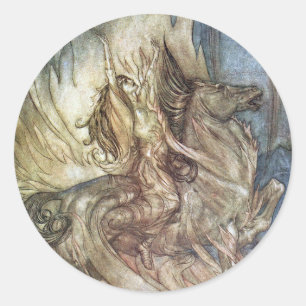 Brünnhilde and the funeral pyre of Siegfried Classic Round Sticker