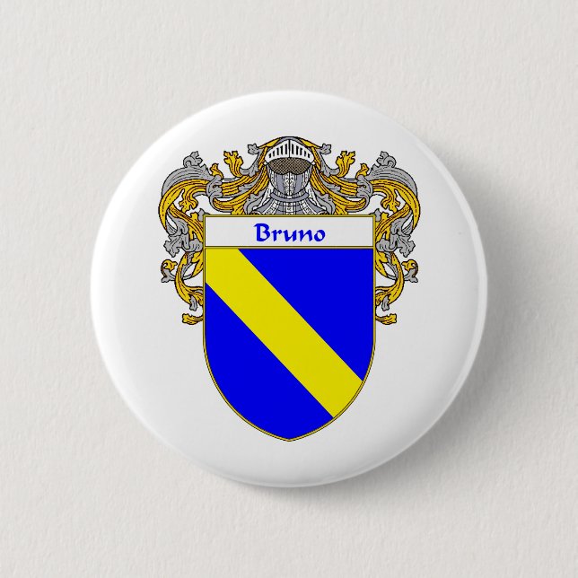 Bruno Coat of Arms (Mantled) 6 Cm Round Badge (Front)