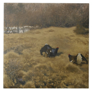 Bruno Liljefors - Black Grouse Displaying Ceramic Tile