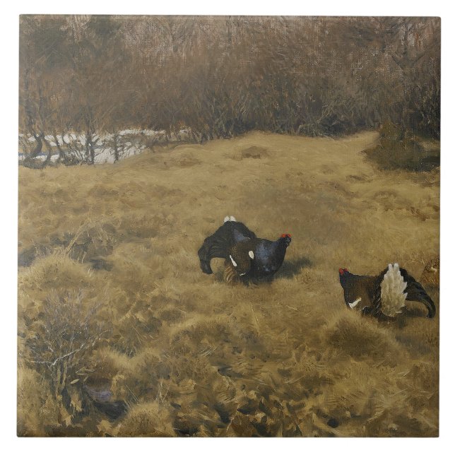Bruno Liljefors - Black Grouse Displaying Ceramic Tile (Front)