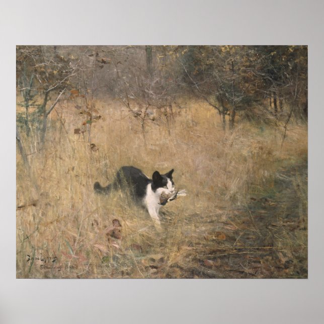 Bruno Liljefors - Cat Bird Hunting Poster (Front)