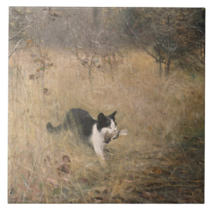 Bruno Liljefors - Cat Bird Hunting Tile