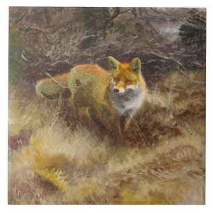 Bruno Liljefors - Fox and Landscape Ceramic Tile