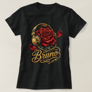 Bruno Vintage Headphone Rose Shirt, Personalised N T-Shirt