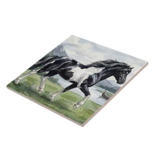 Brunskjottur Black pinto Icelandic Ceramic Tile