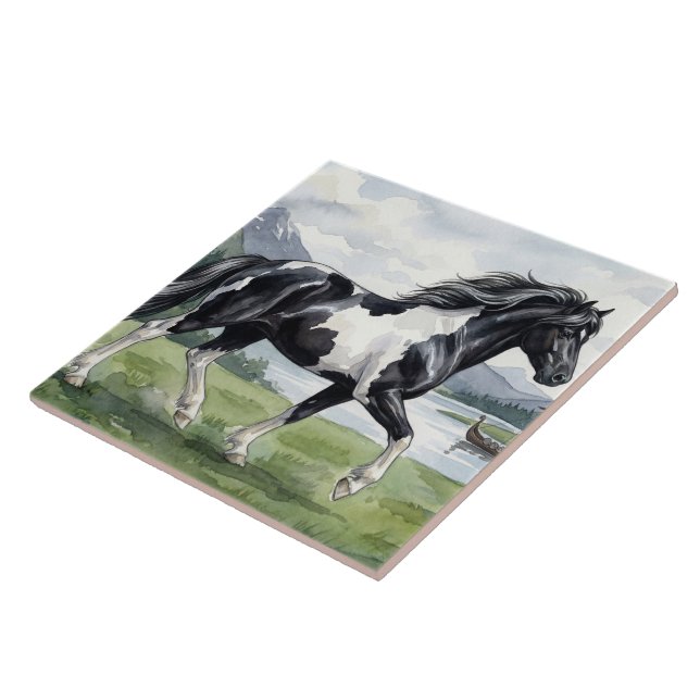 Brunskjottur Black pinto Icelandic Ceramic Tile (Side)
