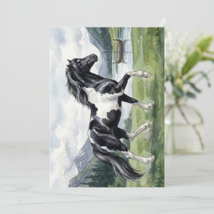 Brunskjottur Black pinto Icelandic Holiday Card