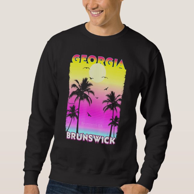 Brunswick Georgia Ga Summer Vintage Sunset Sweatshirt (Front)