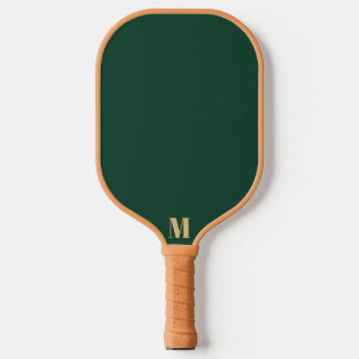 Brunswick Green and Indian Yellow Modern Monogram Pickleball Paddle