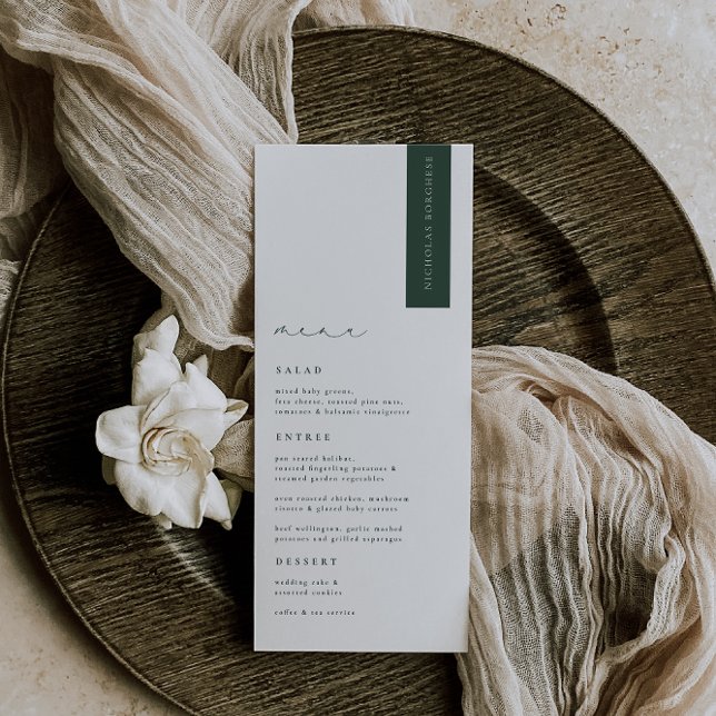 BRUNSWICK Green Modern Wedding Place Card (Creator Uploaded)