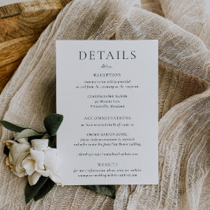 BRUNSWICK Green Wedding Details Card