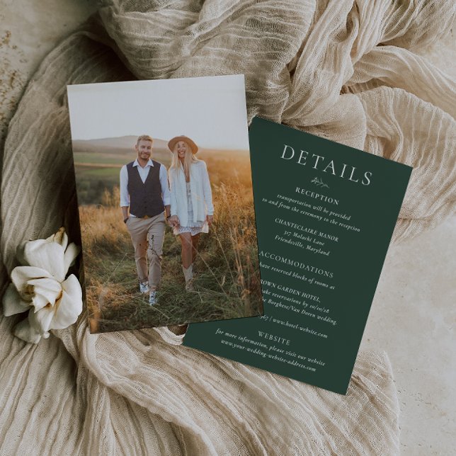 BRUNSWICK Green Wedding Photo Details Card (Creator Uploaded)