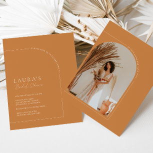 Brunt Orange Minimalist Arch Photo Bridal Shower Invitation