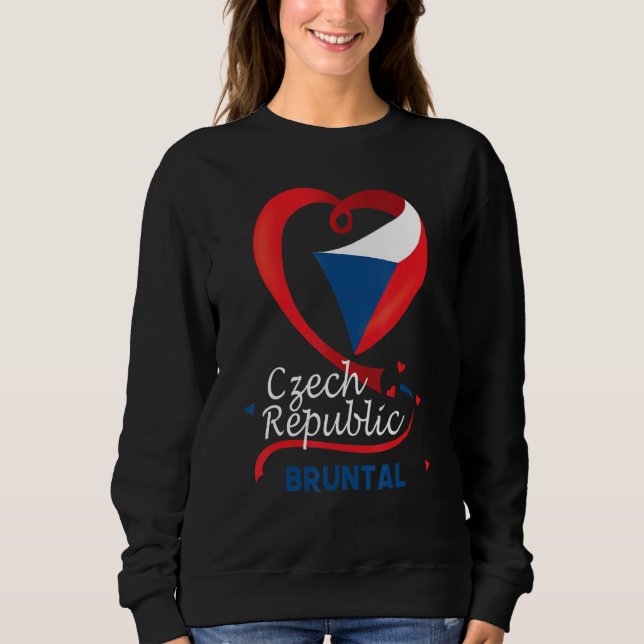 Bruntal Czech Republic Heart Flag Lion Coat Of Arm Sweatshirt (Front)