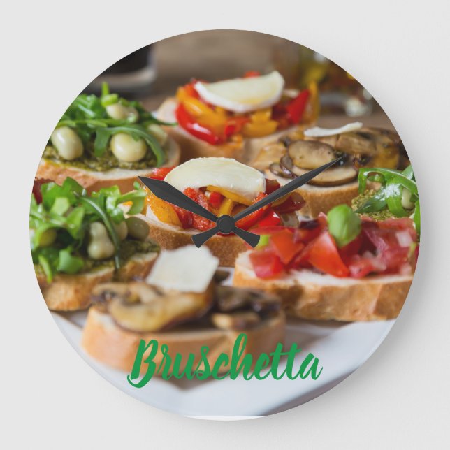 Bruschetta Antipasti with beans and arugula, Large Clock (Front)