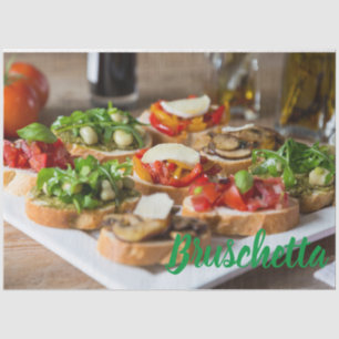 Bruschetta Antipasti with beans and arugula, Tissue Paper